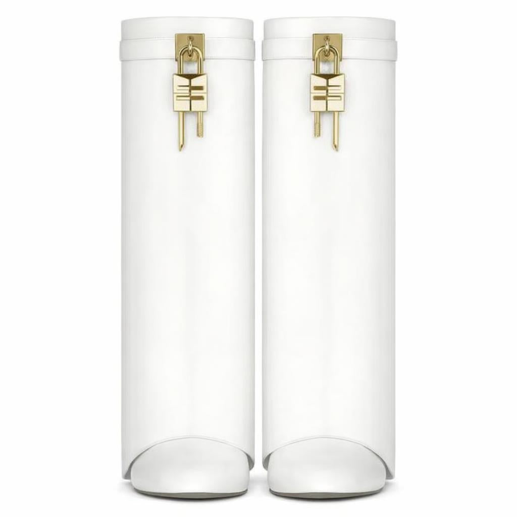 Shark Lock High Heel Boots