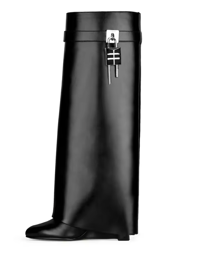 Shark Lock High Heel Boots