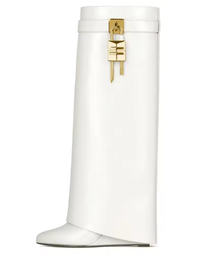 Shark Lock High Heel Boots