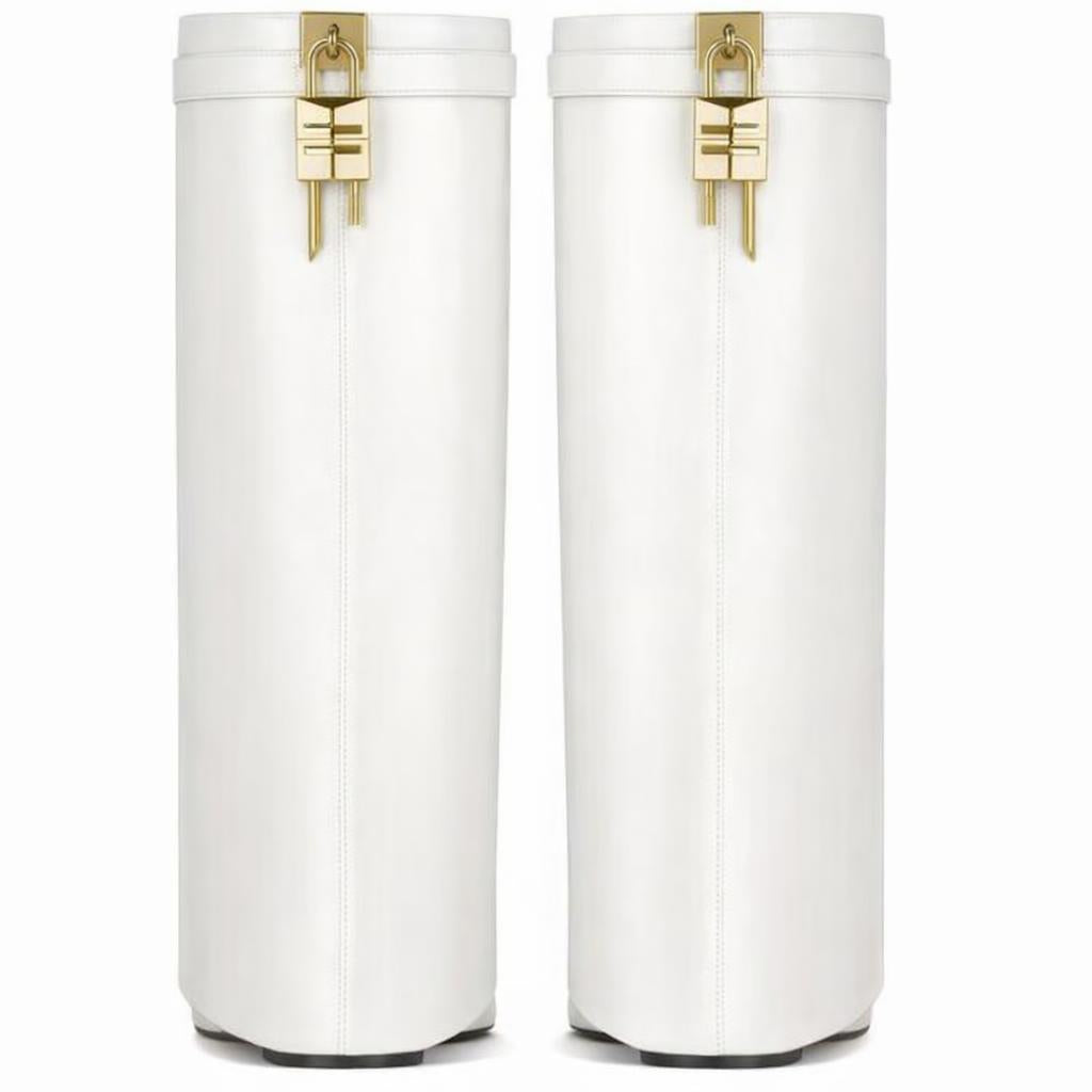 Shark Lock High Heel Boots