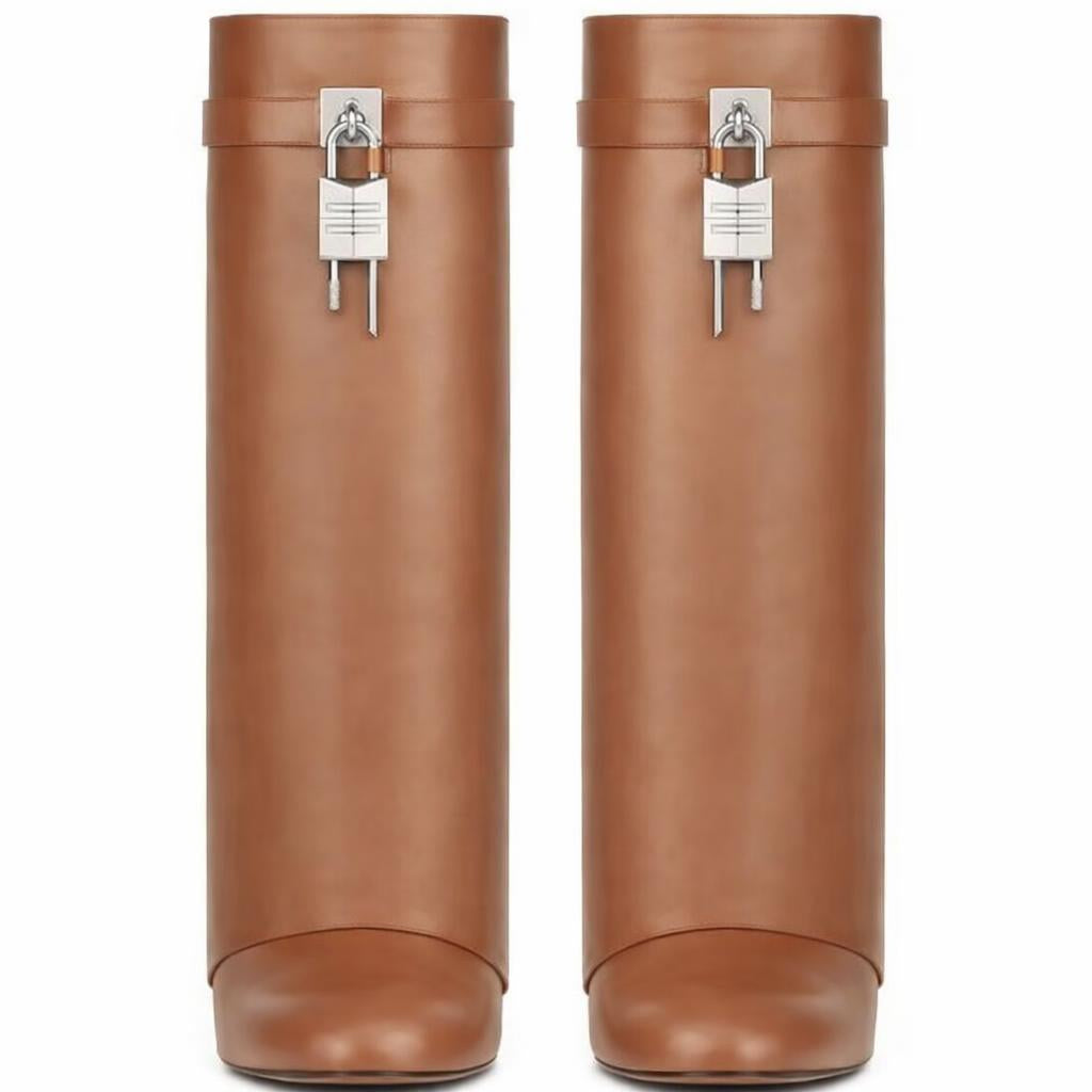 Shark Lock High Heel Boots